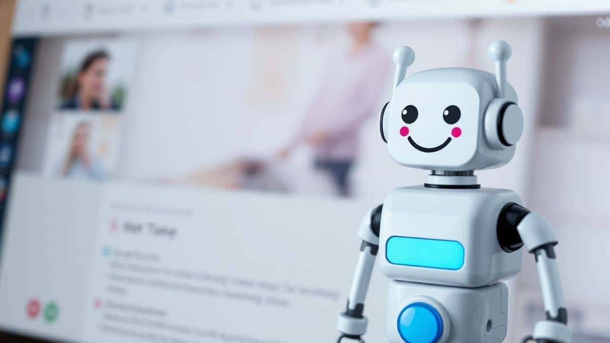 A friendly customer support chatbot icon and a frequently asked questions section on a website, with blurred background of an image editing tool interface, soft lighting, professional help center vibe