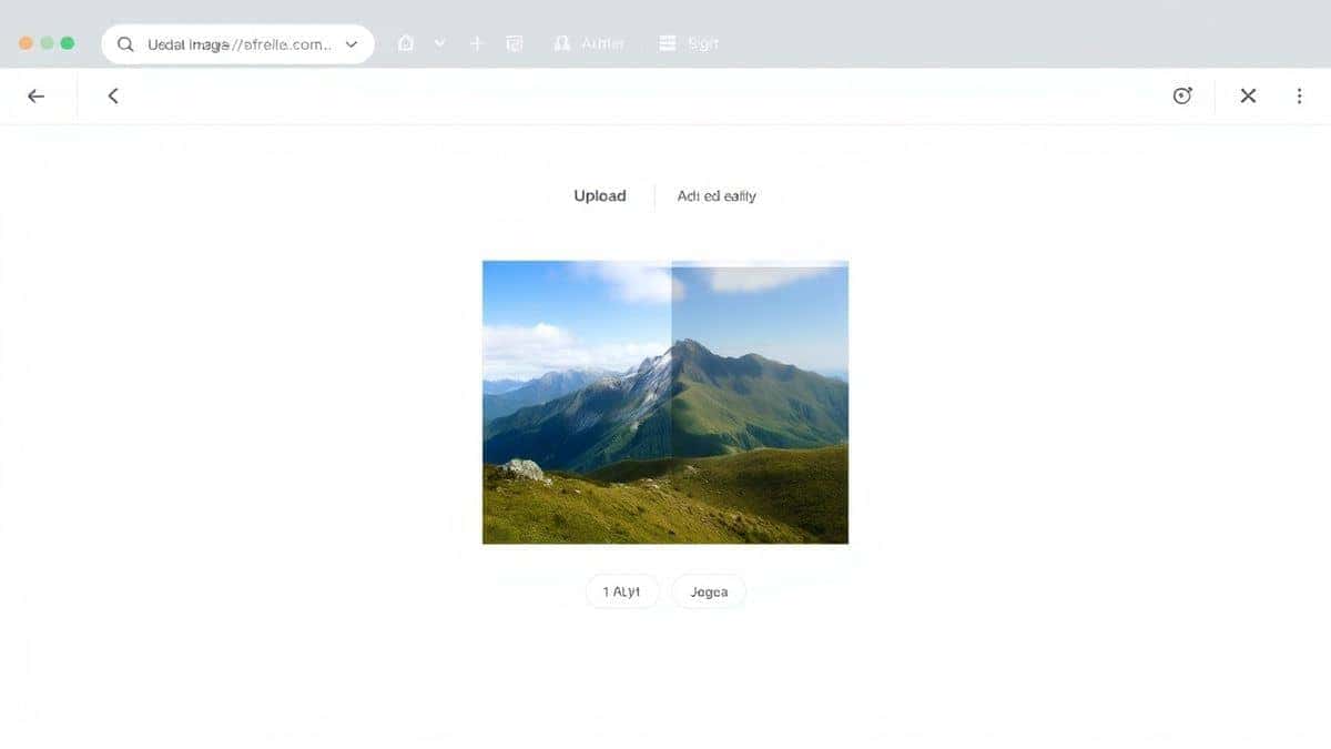 A clean minimalist web interface showing an image upload area with a 128x128 pixel dimension selector on a modern laptop screen bright natural lighting professional design software aesthetic