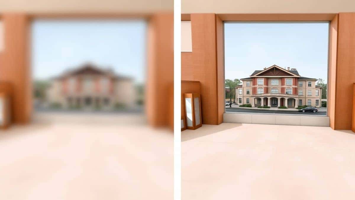 split screen comparison showing a blurry pixelated image on one side and a crisp clear well resized image on the other side for twitter feed